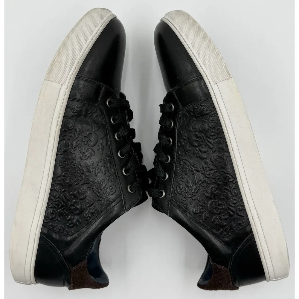 Robert Graham‎ Sneakers Men Sz10 Artfibers Dreamer Sugar Skull Rose Black Brown